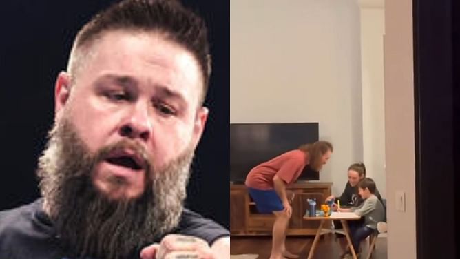 Kevin Owens appears suddenly hidden outside Sami Zayn's home; films his family with spine chilling comments from the window