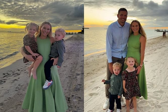 Caroline Wozniacki's daughter Olivia keeps herself busy with new sport as baby son James rides a "Tesla"