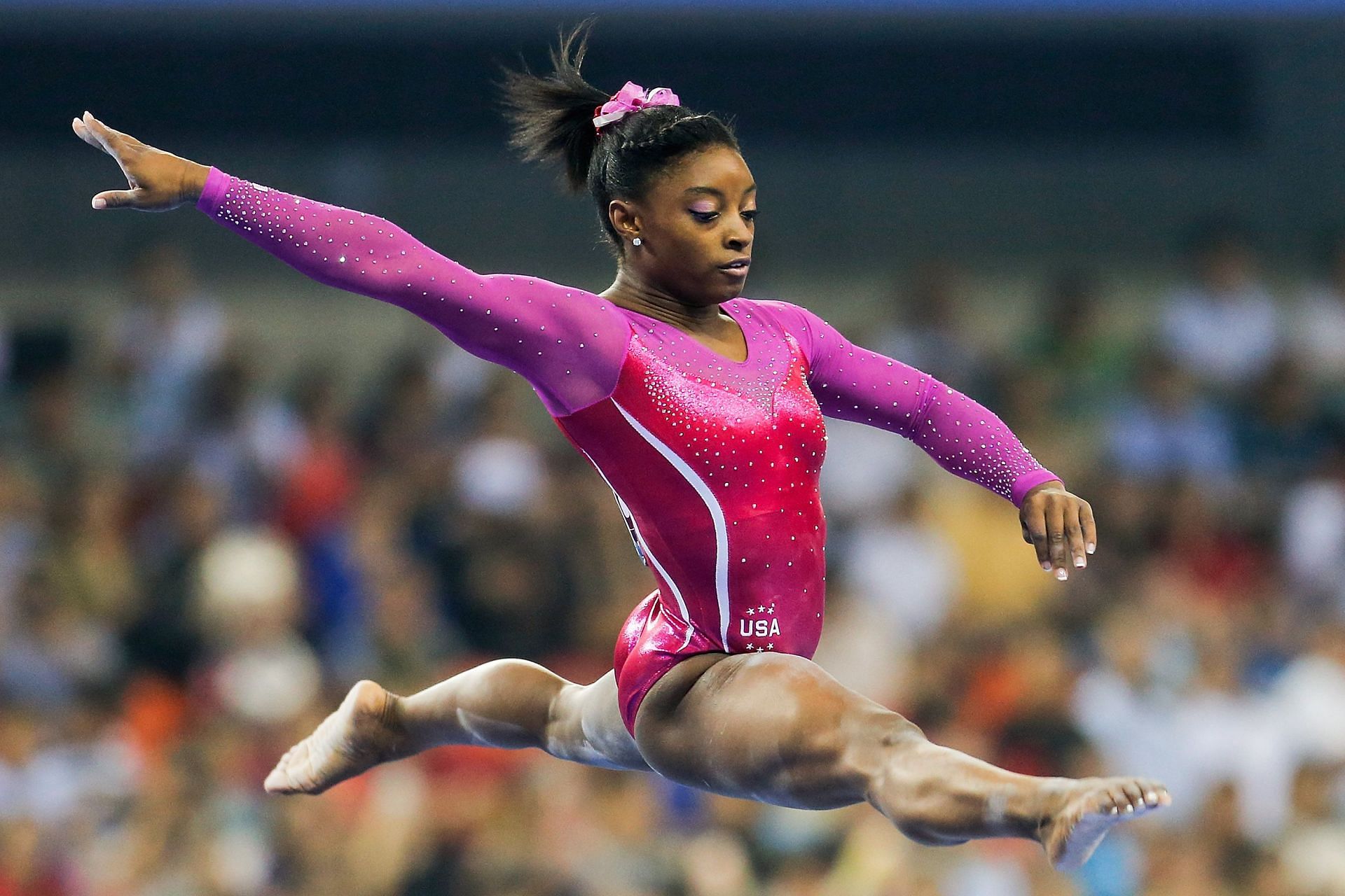 Simone Biles of the United States at the 45th Artistic Gymnastics World Championships at Guangxi Sports Center Stadium in Nanning, China. (Photo by Getty Images)