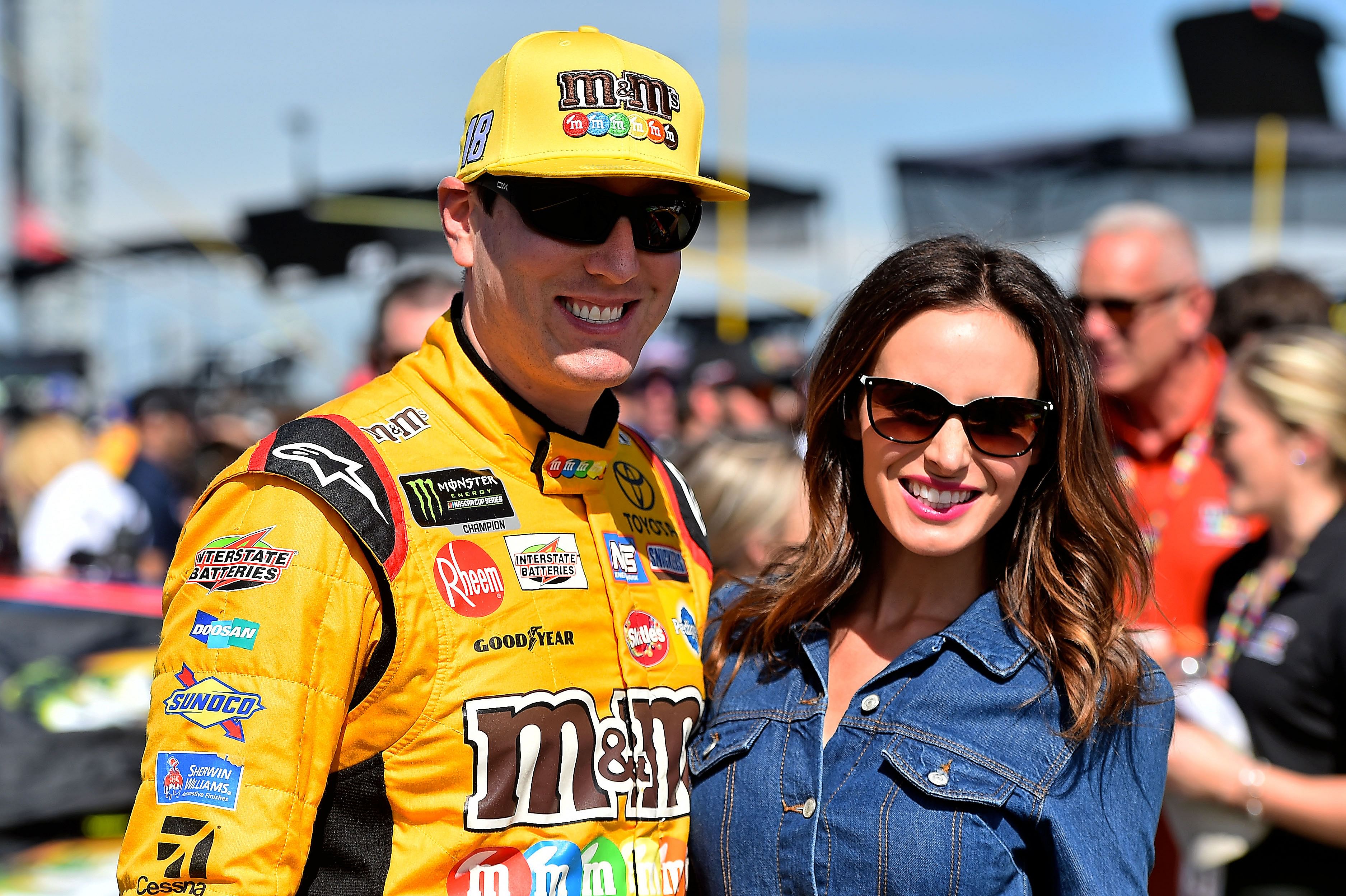 NASCAR Cup Series driver Kyle Busch  and his wife Samantha prior to the start of the 1000Bulbs.com at Talladega Superspeedway (Source: IMAGN)