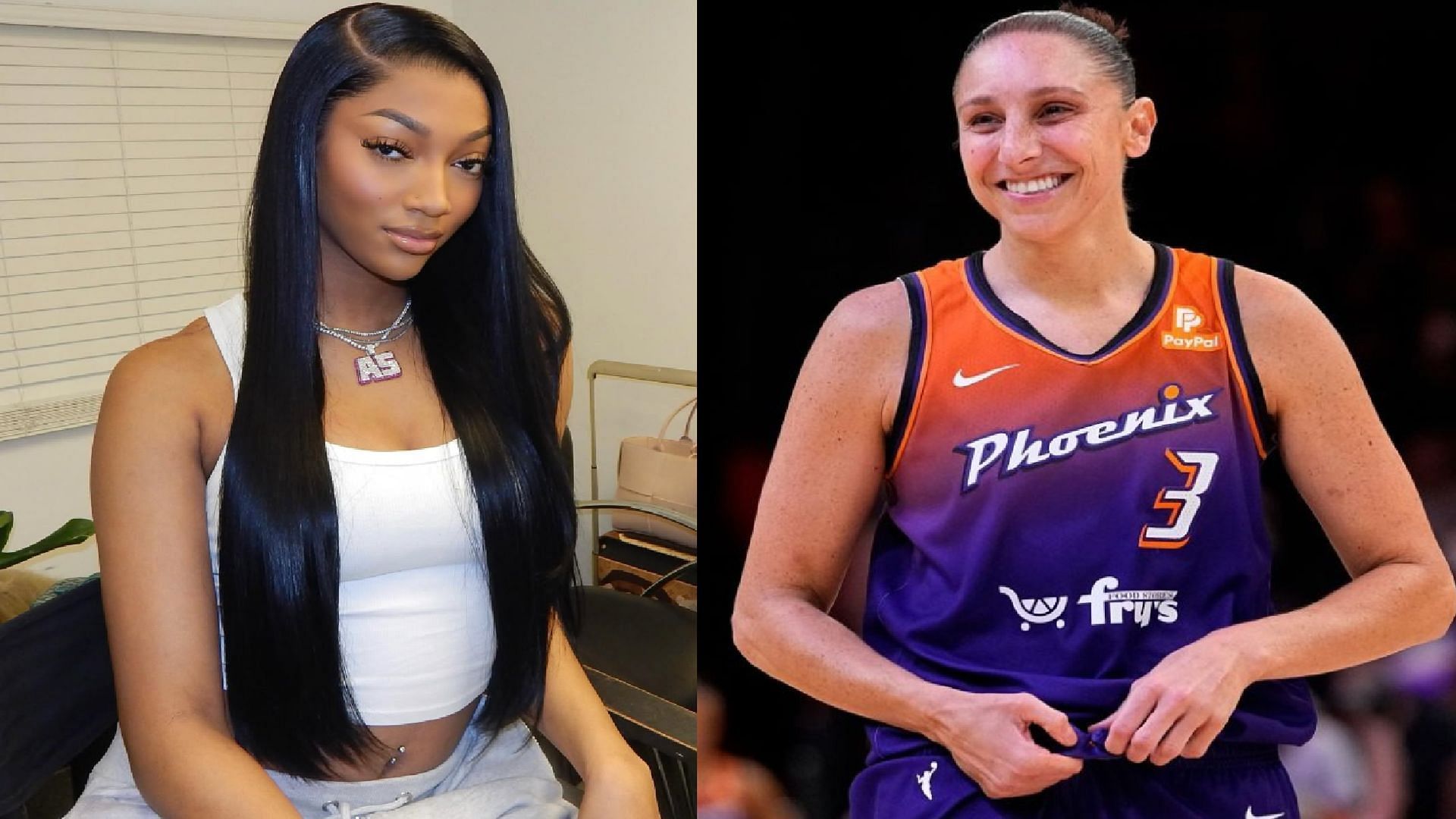 An image of Angel Reese and Diana Taurasi side by side