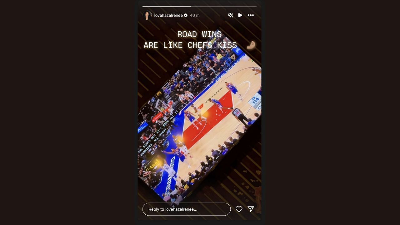 Hazel Renee expresses her support for the Warriors on her IG story. (Credits: @lovehazelrenee/Instagram)