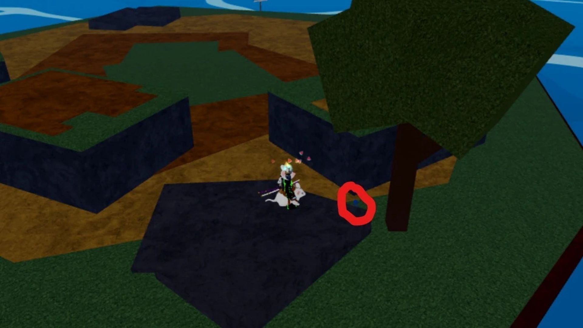 Blue Flower location in Remote Island (Image via Roblox)