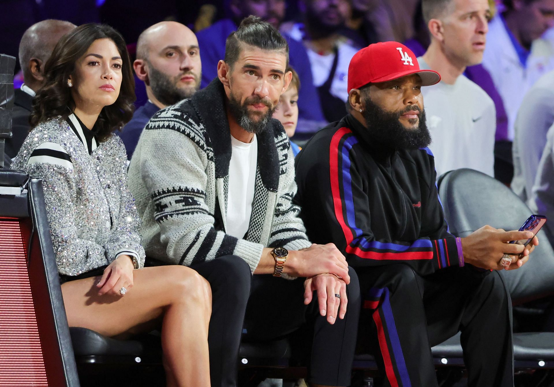 Michael Phelps with his wife Nicole at the Emirates NBA Cup 2024 - Source: Getty