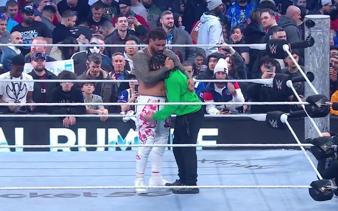 [WATCH] Jey Uso celebrates with a special family member after Royal Rumble 2025 goes off the air