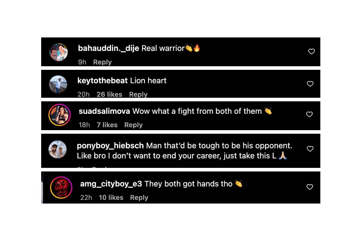 Screenshot of fans&#039; comments. [ONE Championship/Instagram]