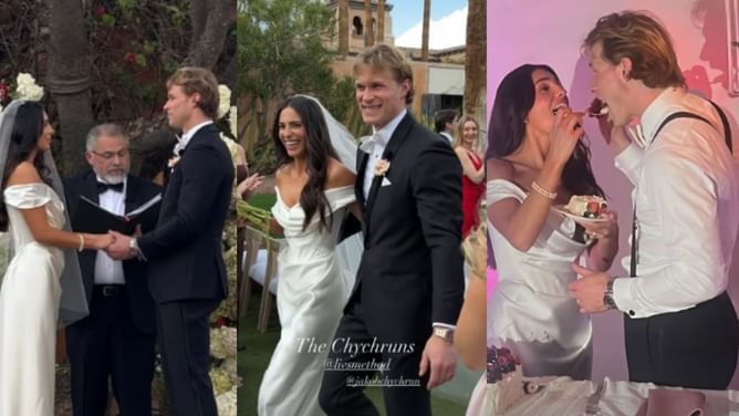 In Photos: Jakob Chychrun and partner Olivia's Mediterranean-themed wedding at luxury Phoenix resort