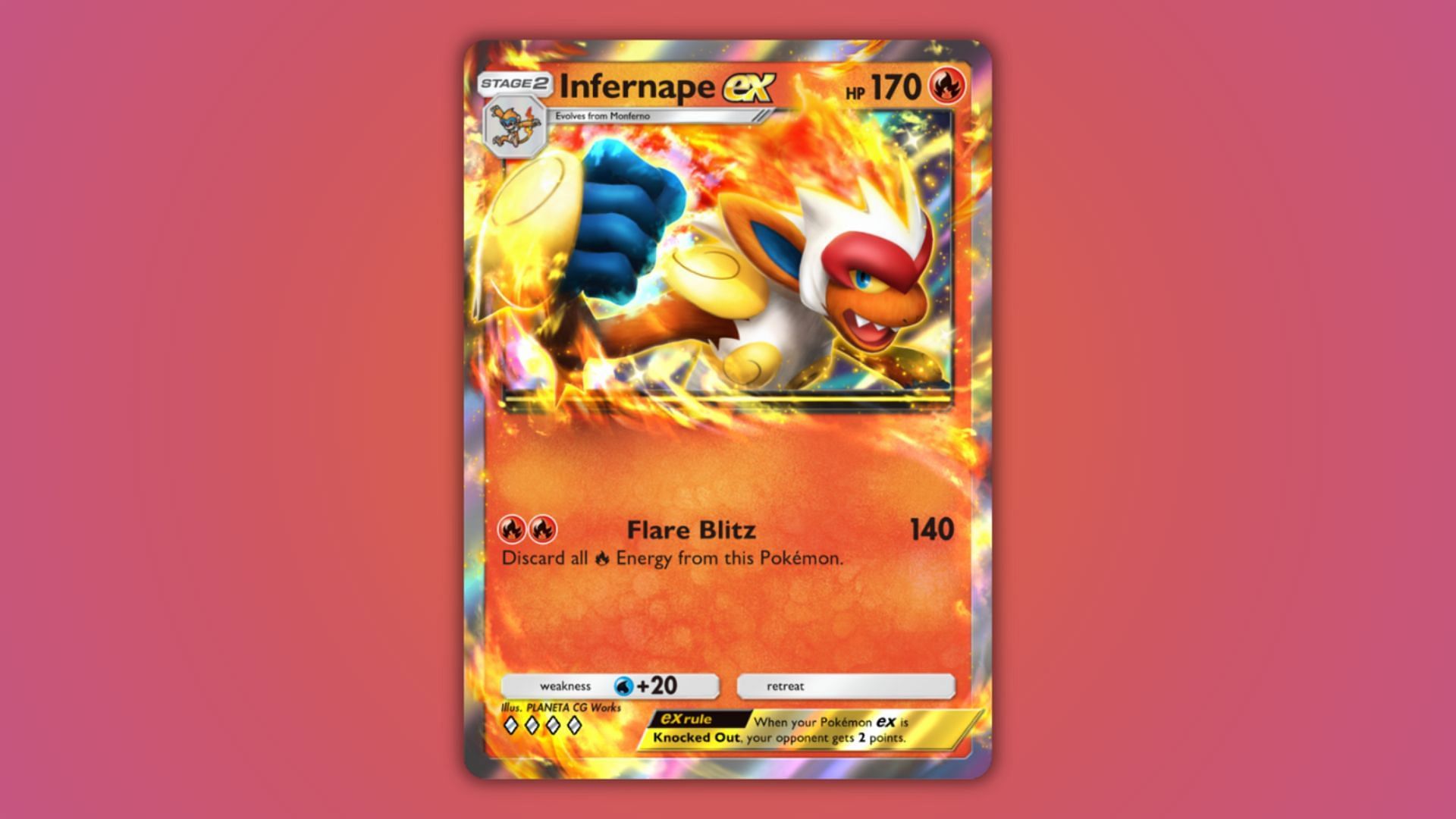 Infernape ex&#039;s card as seen in the game (Image via The Pokemon Company)