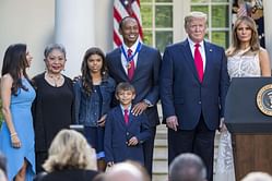 President Donald Trump reacts to Tiger Woods' mother's passing away