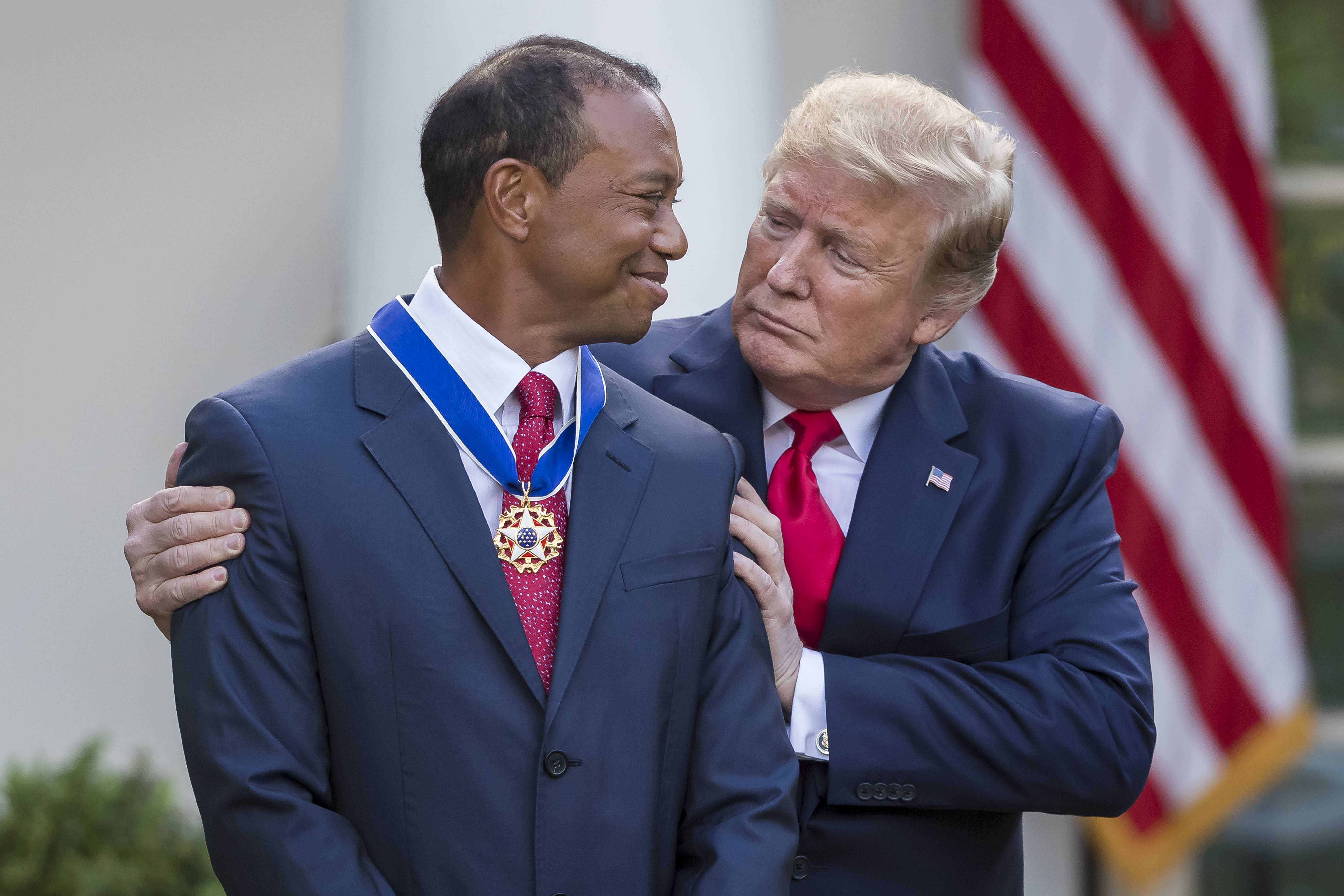 Tiger Woods and US President Donald Trump (Source: Imagn)