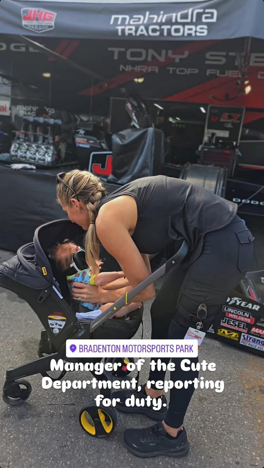 Leah Pruett took her son to watch his father race in the drag series (Source: @leah.pruett via Instagram)