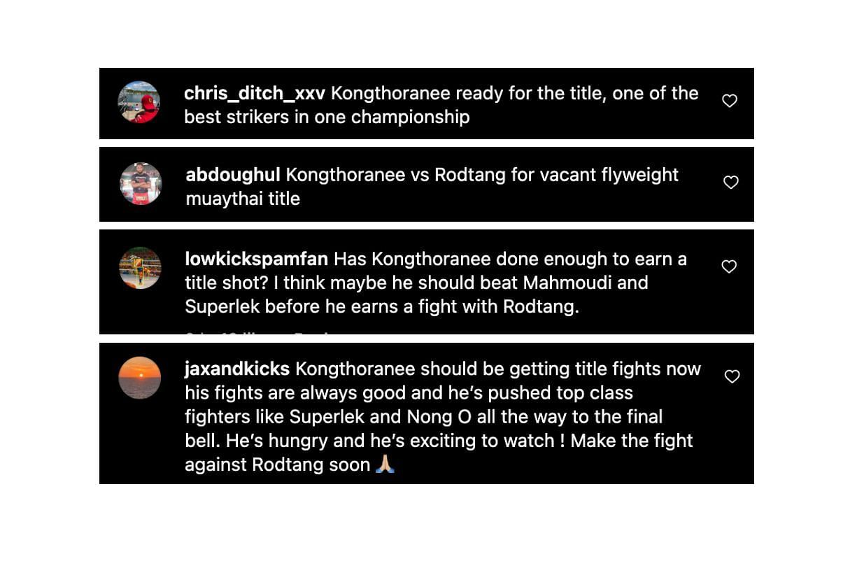 Screenshot of fans&#039; comments. [ONE Championship/Instagram]