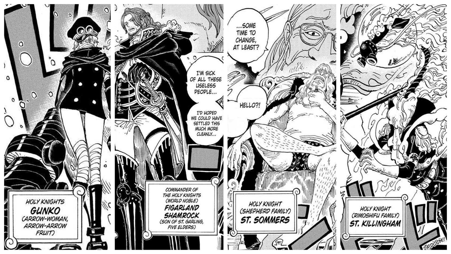 Gunko, Shamrock, Sommers, and Killingham as seen in the One Piece manga (Image via Shueisha)