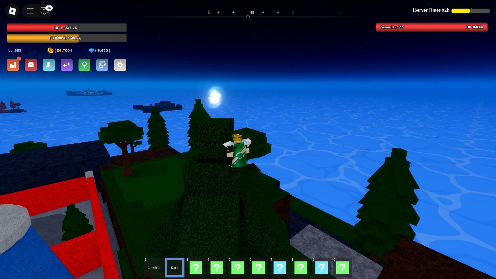 The White Haki is atop the tree (Image via Roblox)