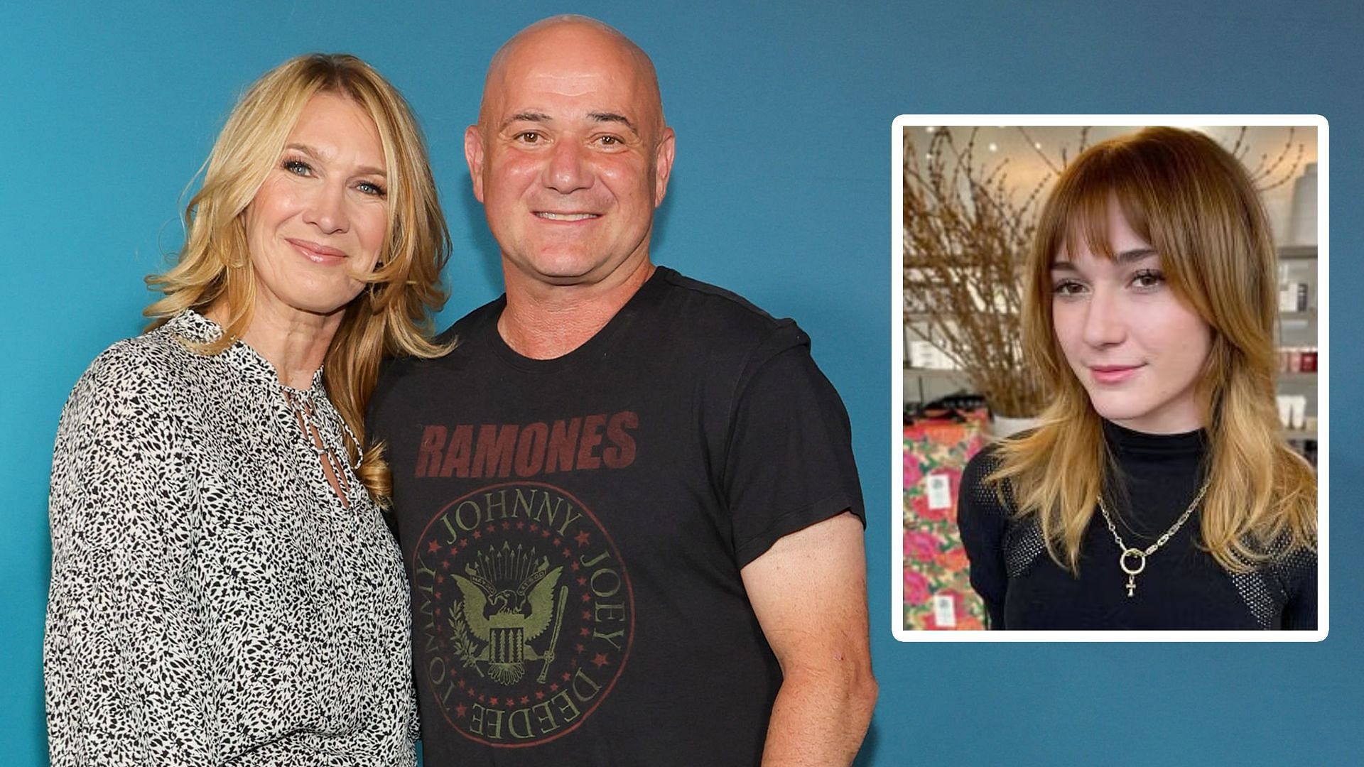 Andre Agassi, Steffi Graf, and their daughter, Jaz Agassi- Source: Getty and Jaz