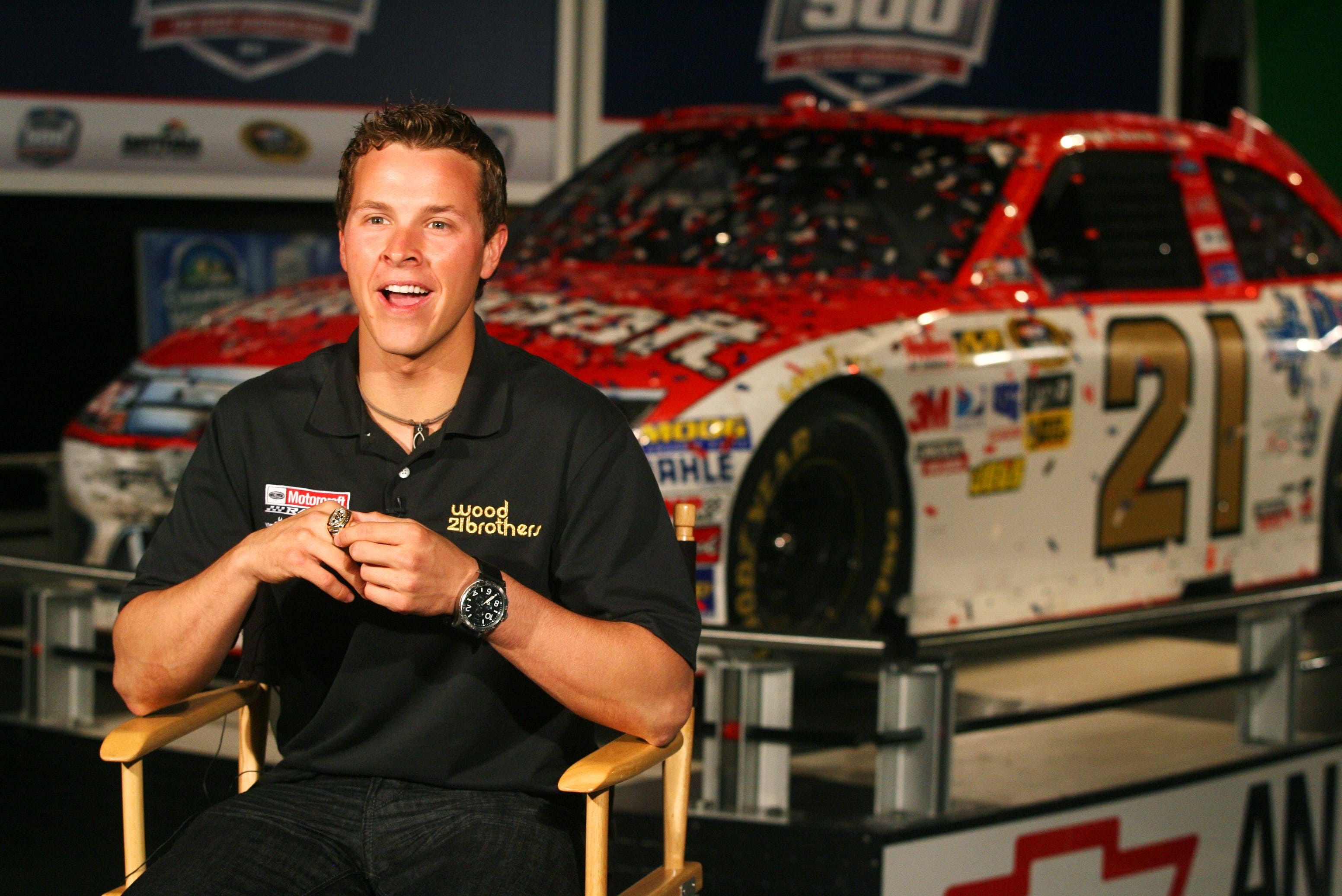 Daytona 500 winner Trevor Bayne poses next to his winning car at the Champions breakfast at Daytona International Speedway, Monday, Feb. 21, 2011- Source: Imagn