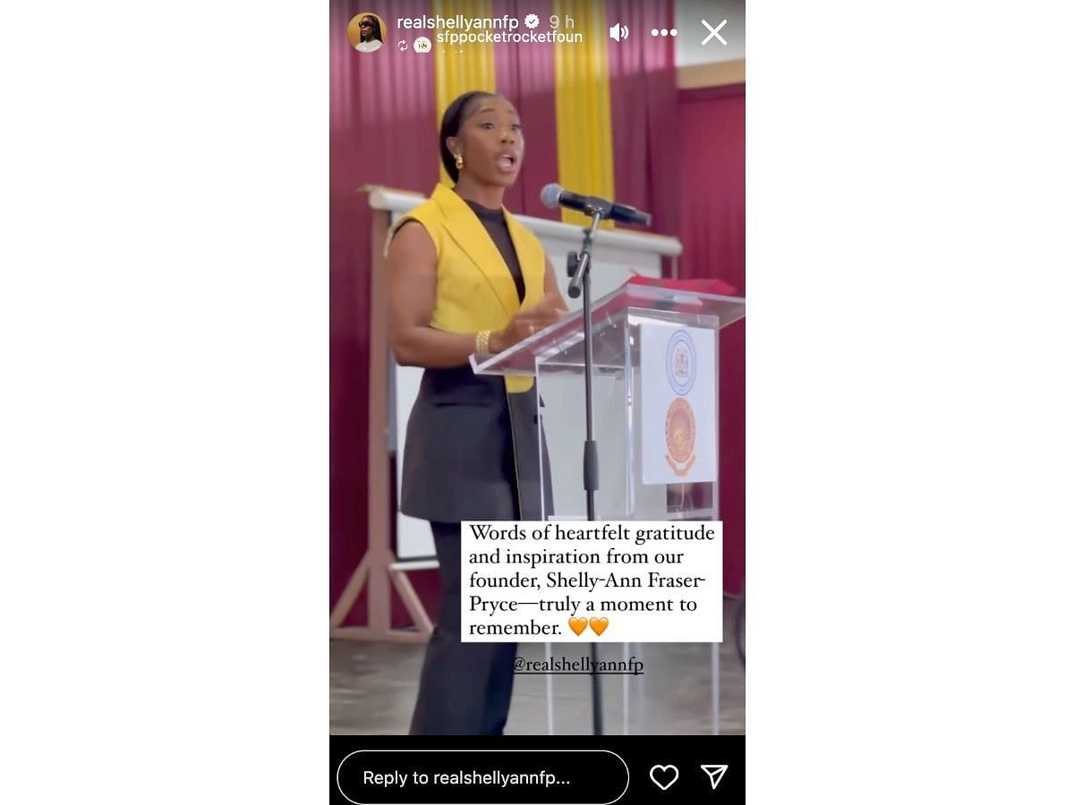 Shelly-Ann Fraser-Pryce&#039;s Instagram story (@realshellyannfp/IG)