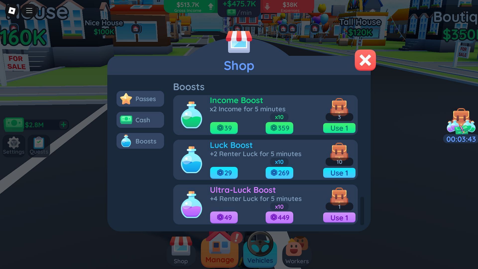 Use codes to get free Luck and Income Boosts (Image via Roblox)