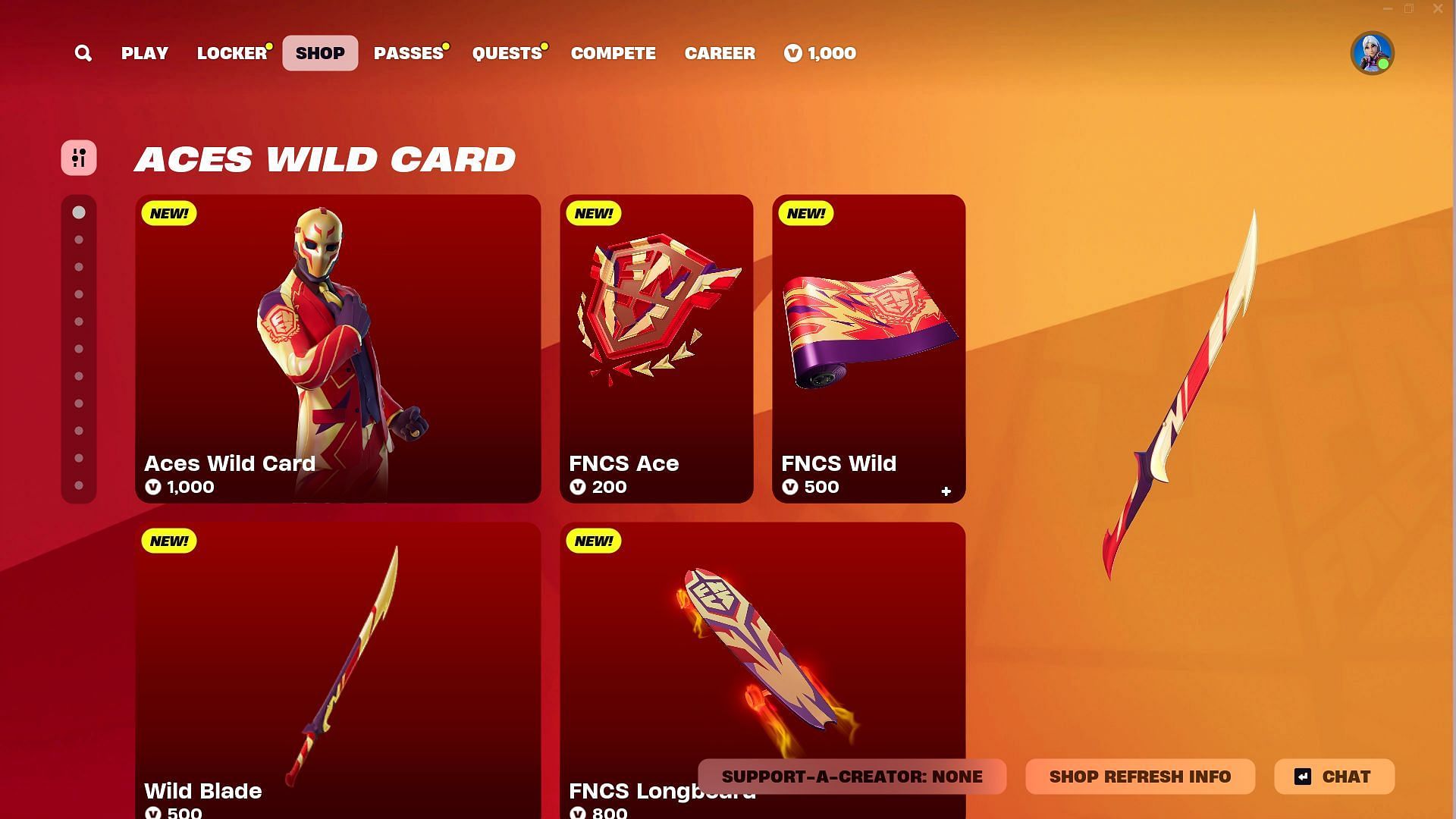 The Aces Wild Card skin in Fortnite can be purchased separately (Image via Epic Games)