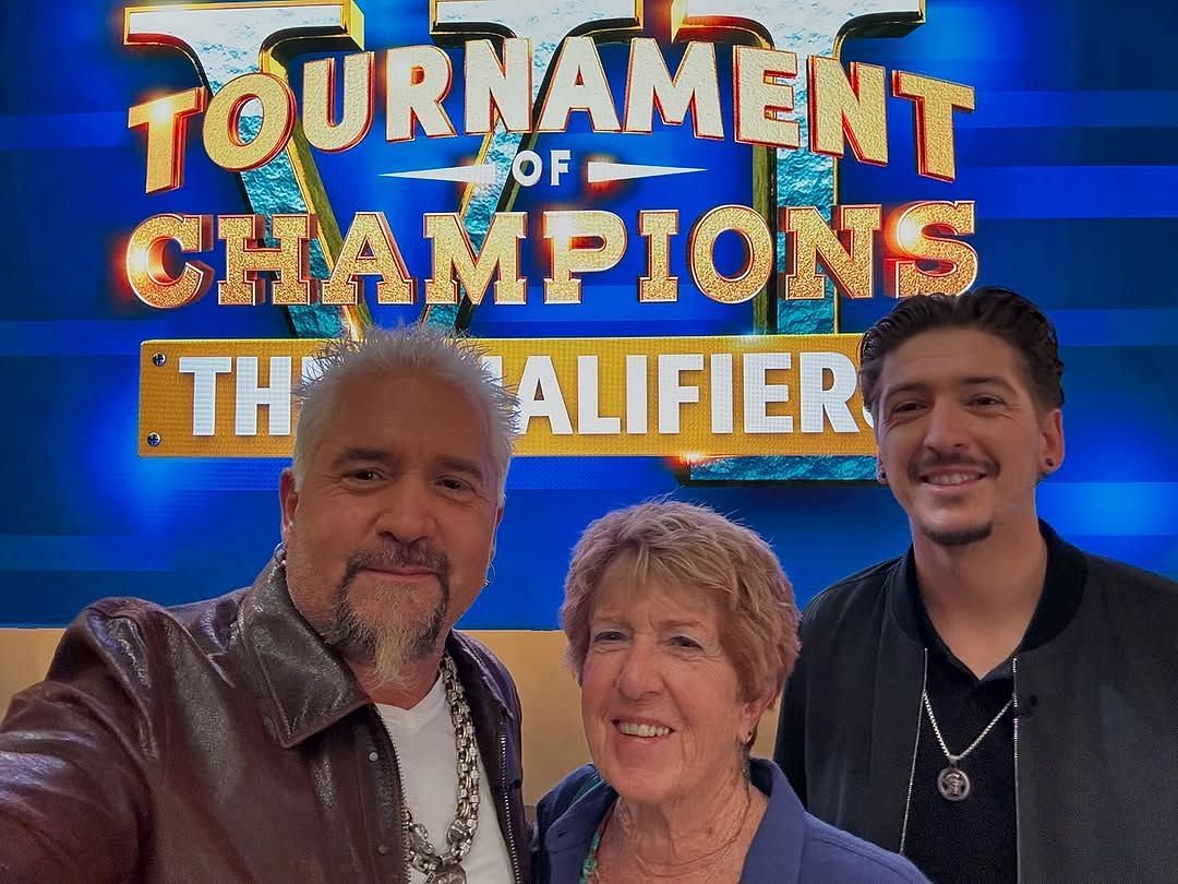 Guy Fieri on season six set with his mother Penny and son Hunter (Image via Instagram @guyfieri)