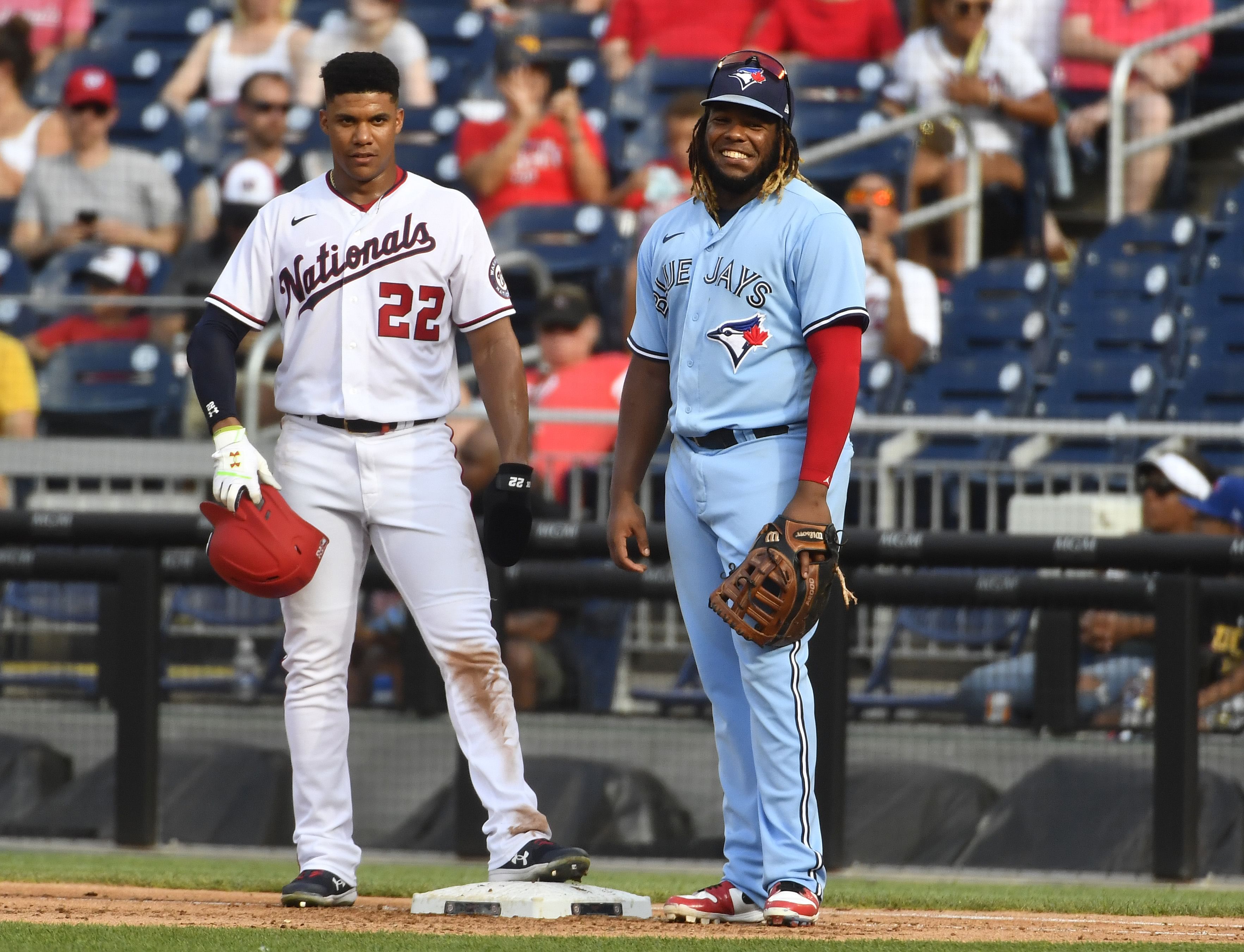 Juan Soto and Vladimir Guerrero Jr. (Photo via IMAGN)