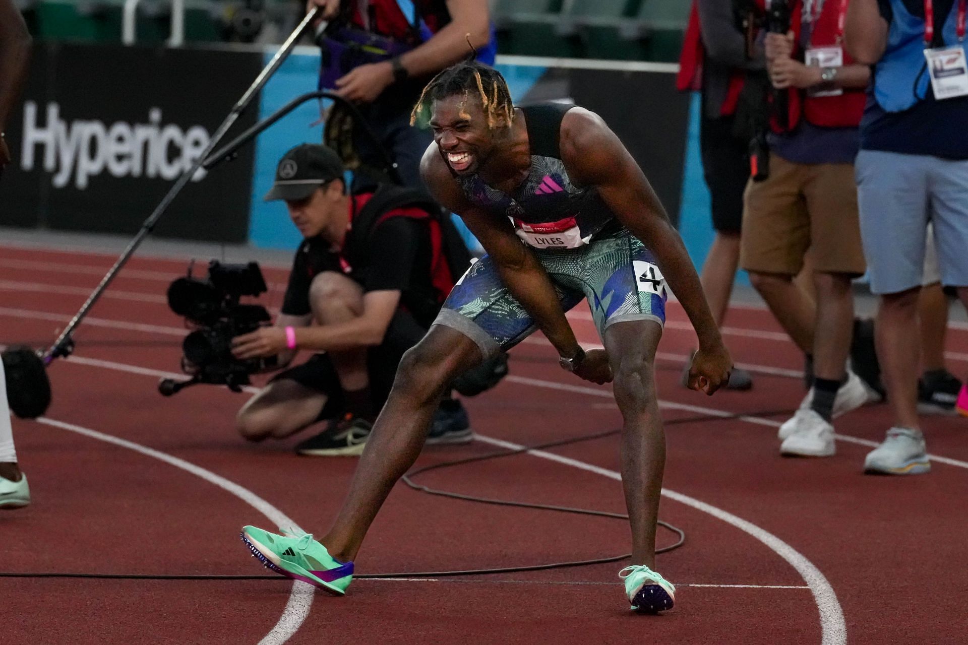 Hill after winning the 100m event at the 2023 USATF Outdoor Championships (Image via: Getty Images)