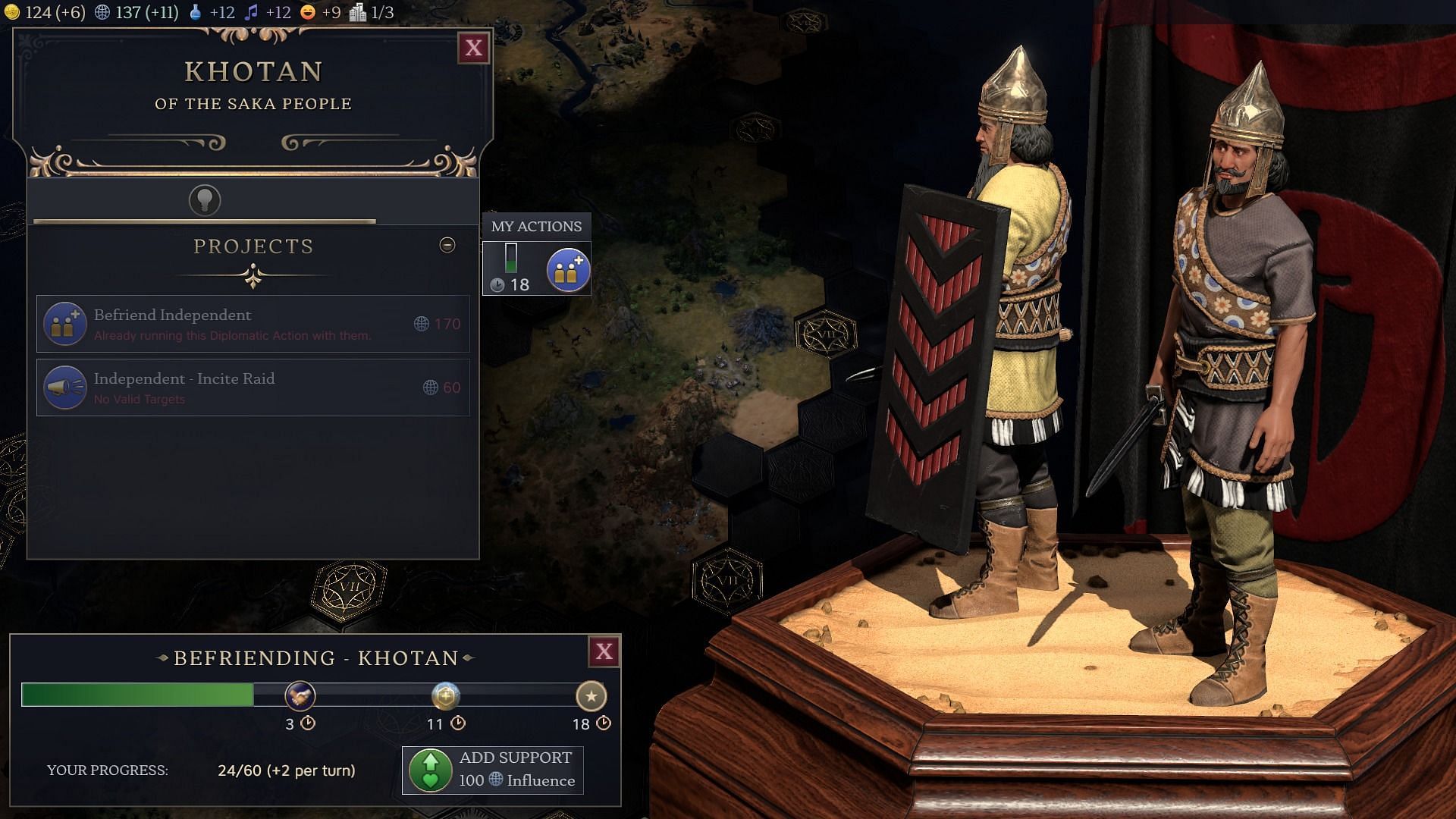 Influence is an important resource in Civilization 7 (Image via 2K)