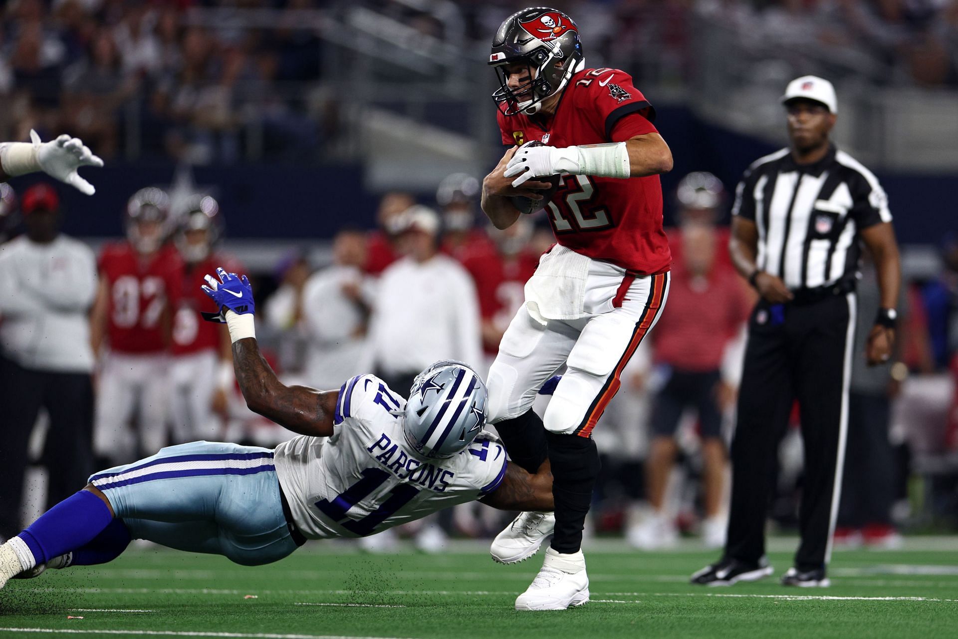 Micah Parsons, left, Tom Brady, right, during Tampa Bay Buccaneers v Dallas Cowboys - Source: Getty