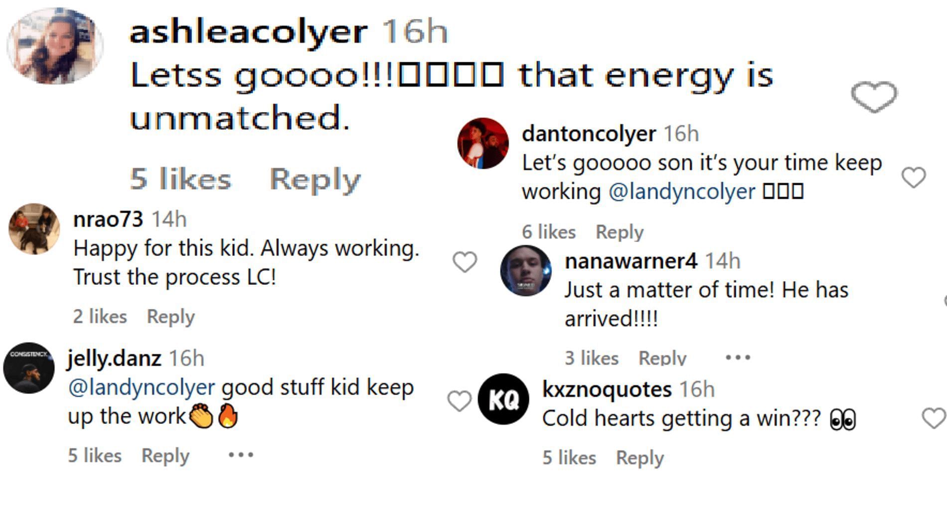 Fans react to Landyn Colyer&#039;s performance vs. Jelly Fam (Source: Instagram/coldhearts)