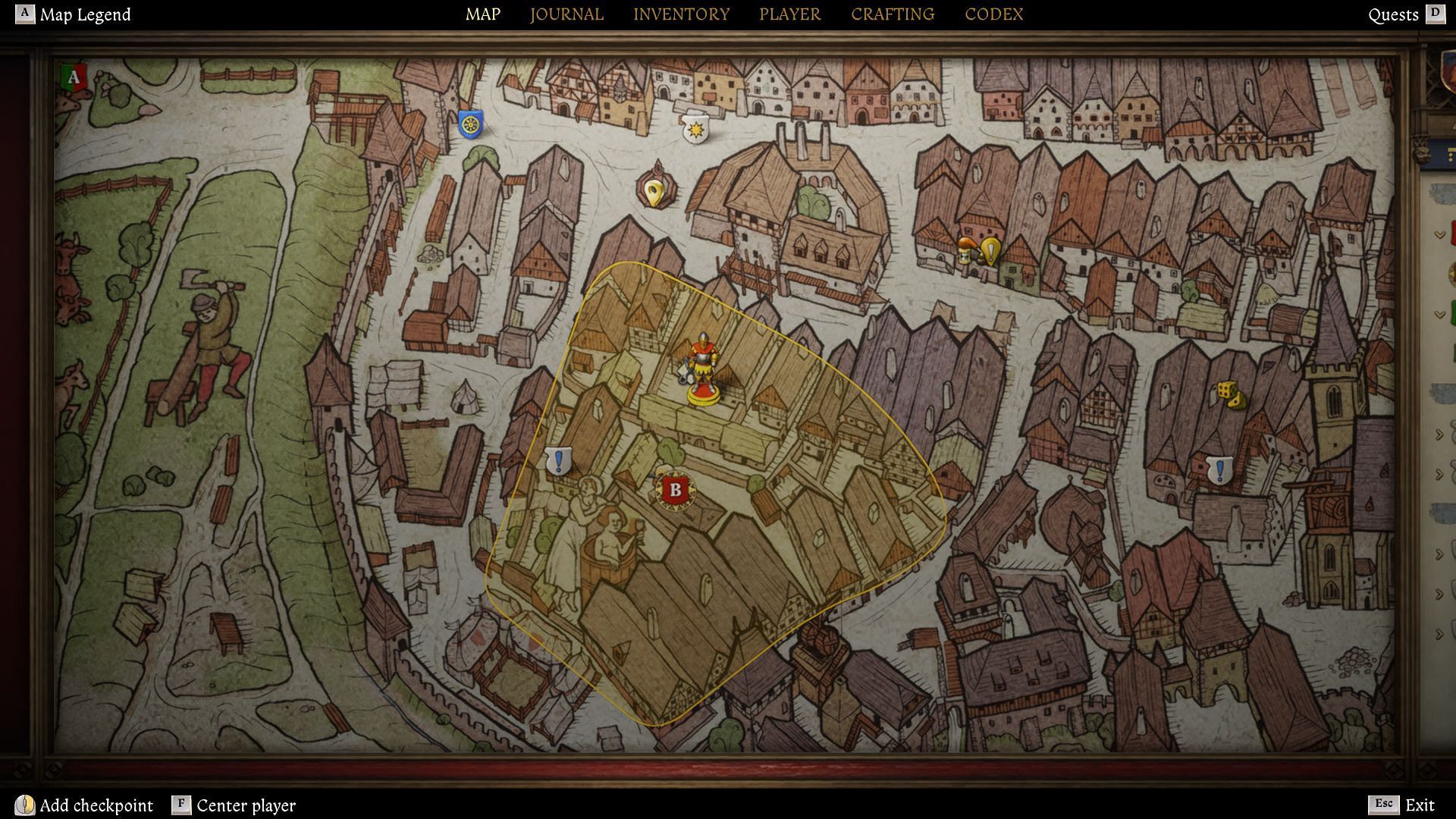 The barn&#039;s location on the map (Image via Deep Silver)