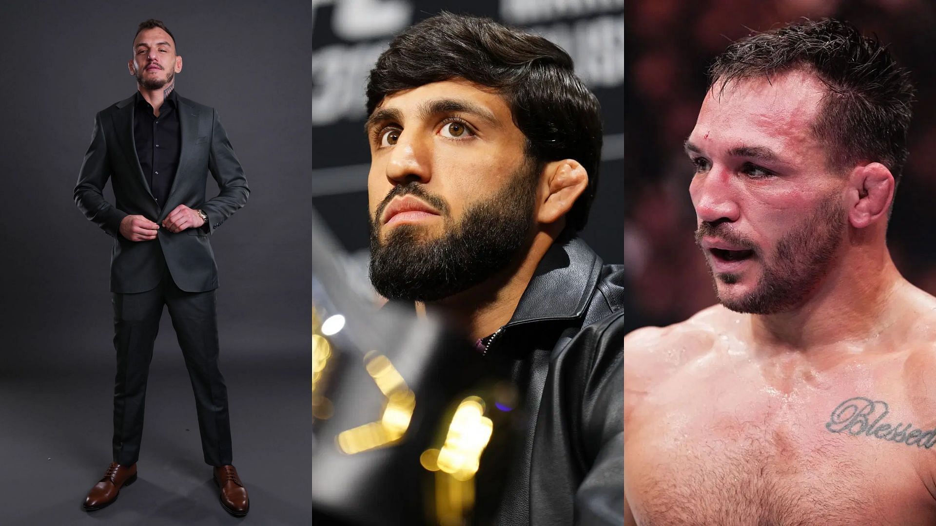 Renato Moicano (left) has questioned UFC&rsquo;s decision about rumored Arman Tsarukyan (middle) vs. Michael Chandler (right) [Image courtesy: Getty Images]