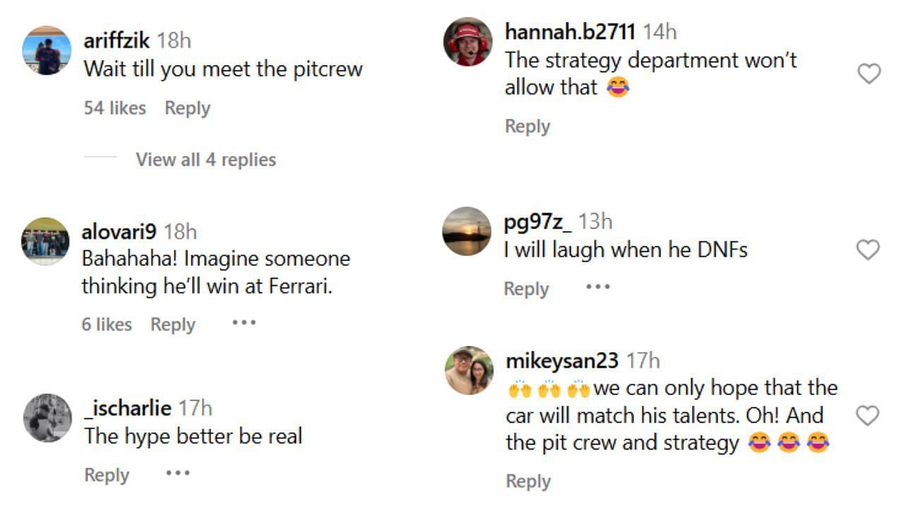 Compilation of fans&#039; comments on Lewis Hamilton...Credits-Instagram