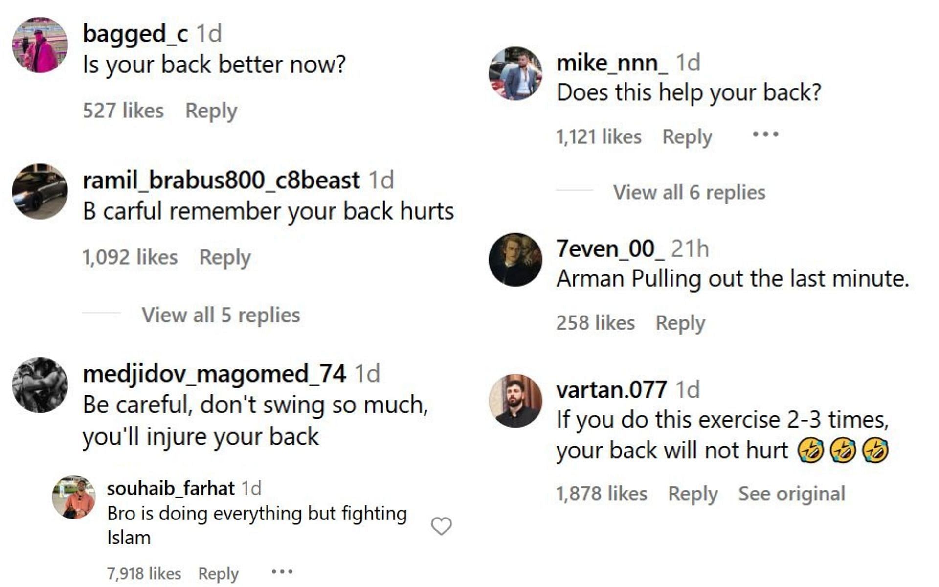 Comments on the post. [Image credit: @arm_011 on Instagram]