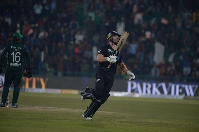 Glenn Phillips almost hits umpire with the bat in frustration after failing to play a shot well during PAK vs NZ CT 2025 opener [Watch]