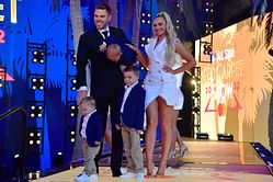 Freddie Freeman's wife Chelsea turns up the glamor in black skirt & striped neckerchief alongside Dodgers superstar