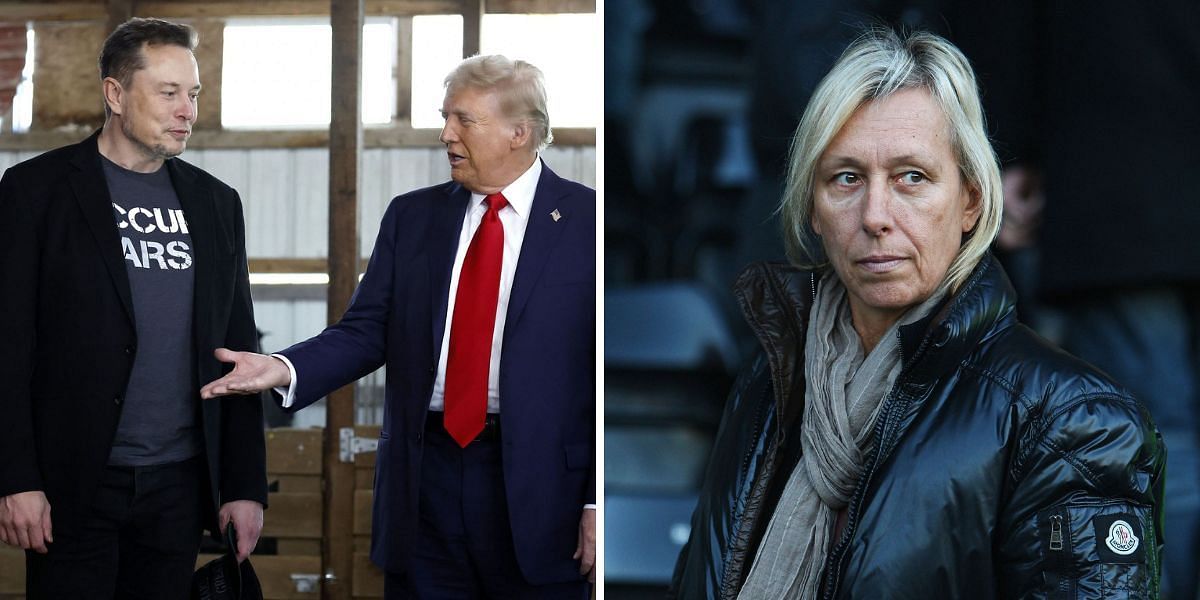 Elon Musk along with Donald Trump (L) and Martina Navratilova (R) - Source: Getty