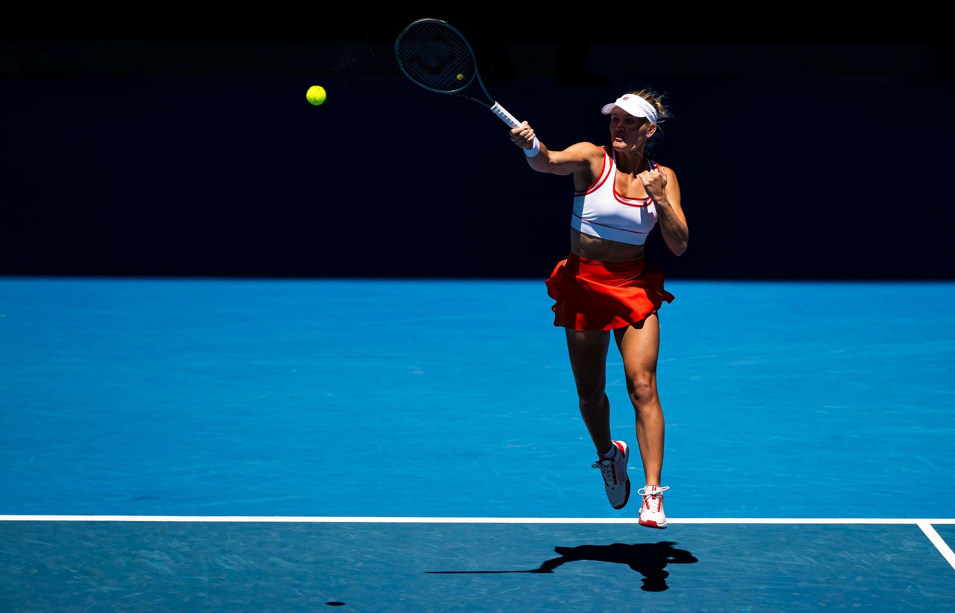 Stearns plays a potent forehand at the 2025 Australian Open - Source: Getty