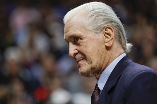 Miami Heat team president Pat Riley looks on during the game between the Miami Heat and the Indiana Pacers at FTX Arena. (Photo Credit: Imagn)