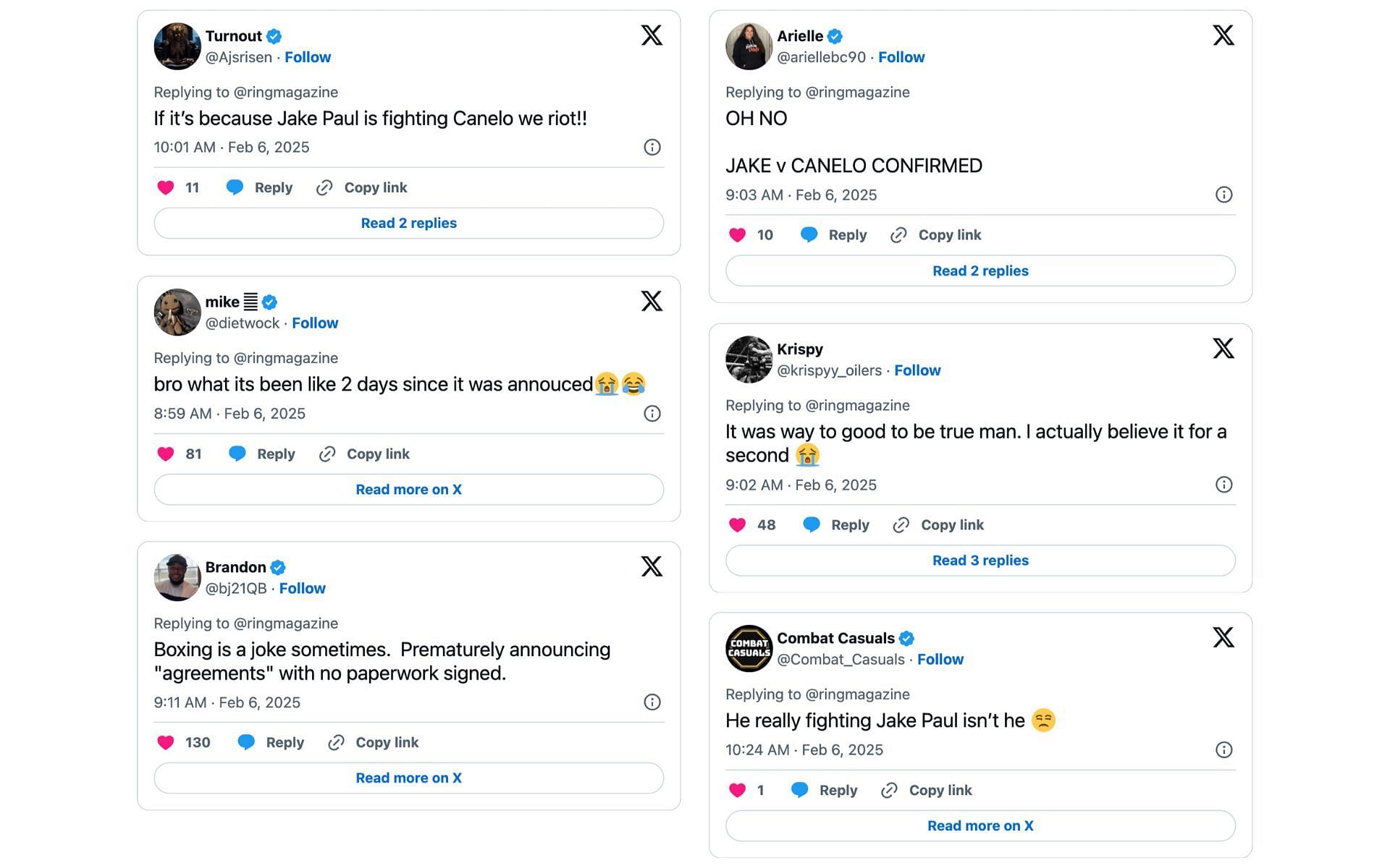 Fans react to Canelo Alvarez vs. Terence Crawford fight cancellation. [Screenshot courtesy: X]