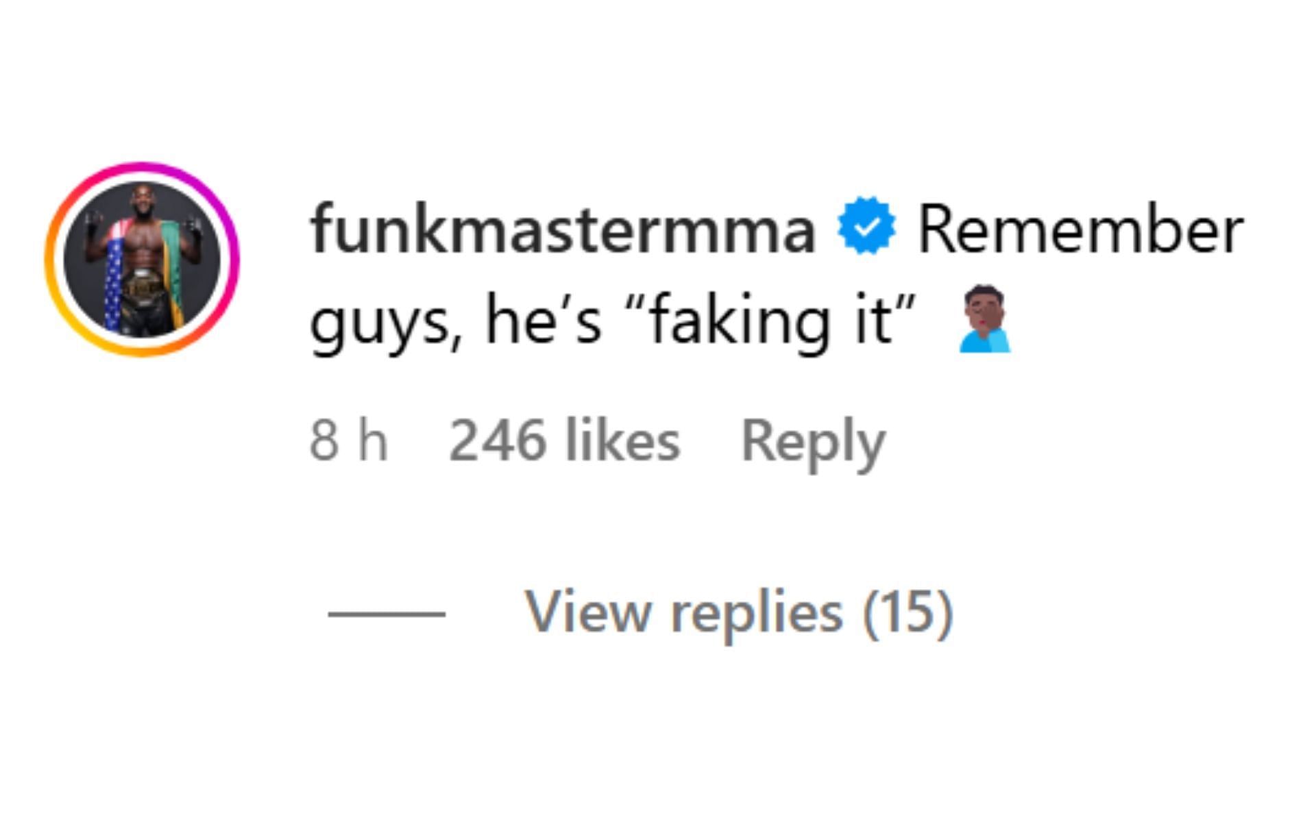 Aljamain Sterling&#039;s comment. [Screenshot courtesy: @espnmma on Instagram]