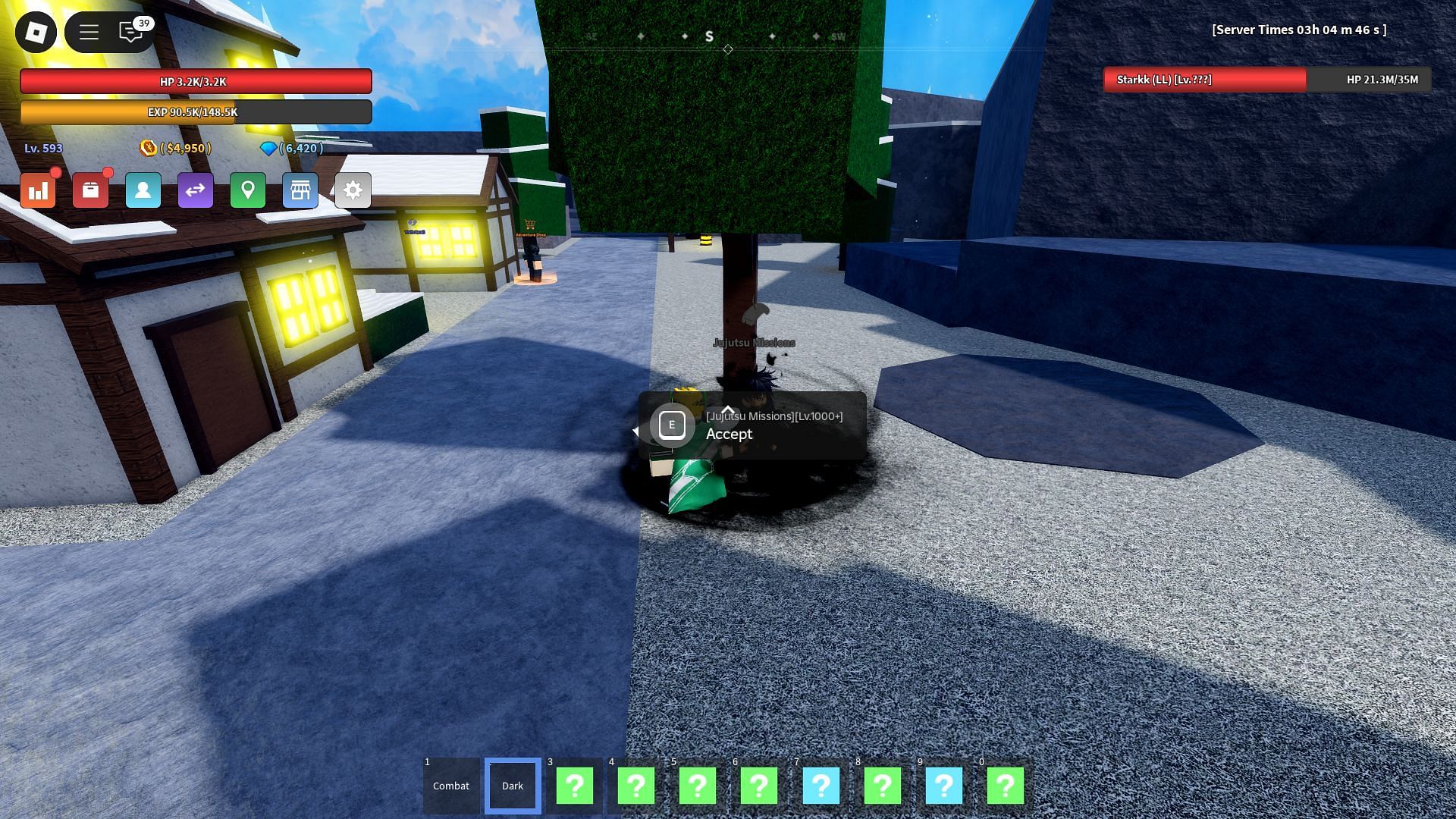 The Jujutsu mission NPC on the same island (Image via Roblox)