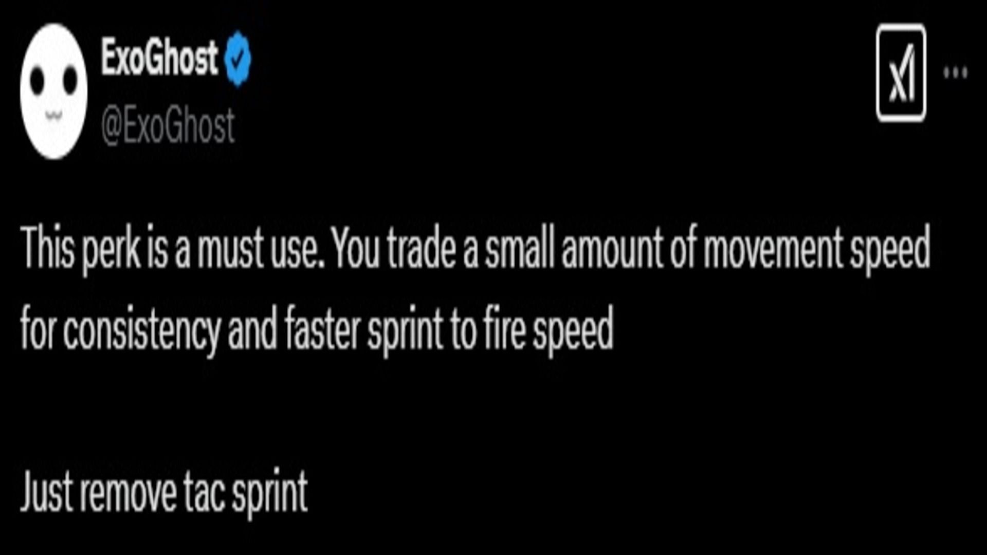 @ExoGhost shares his thoughts on the Slipstream perk (Image via X)