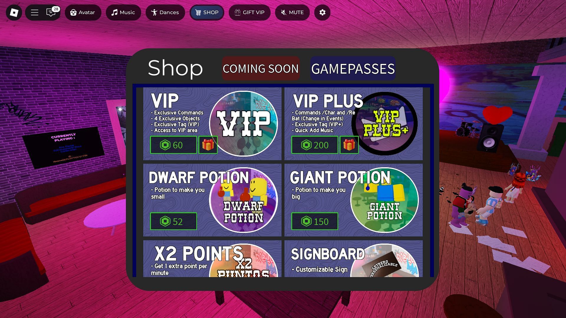 In-game shop (Image via Roblox)