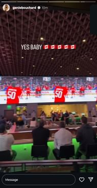 Eugenie Bouchard reacts to Canada's win at the 4 Nations Faceoff final, (Source: Instagram)