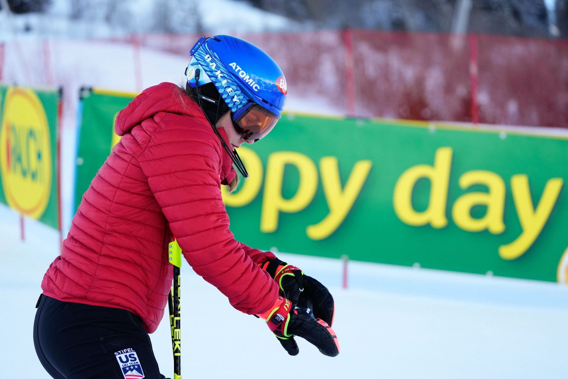 Mikaela Shiffrin during her inspection race before the slalom race in Courchevel, France (Image via: Getty Images)