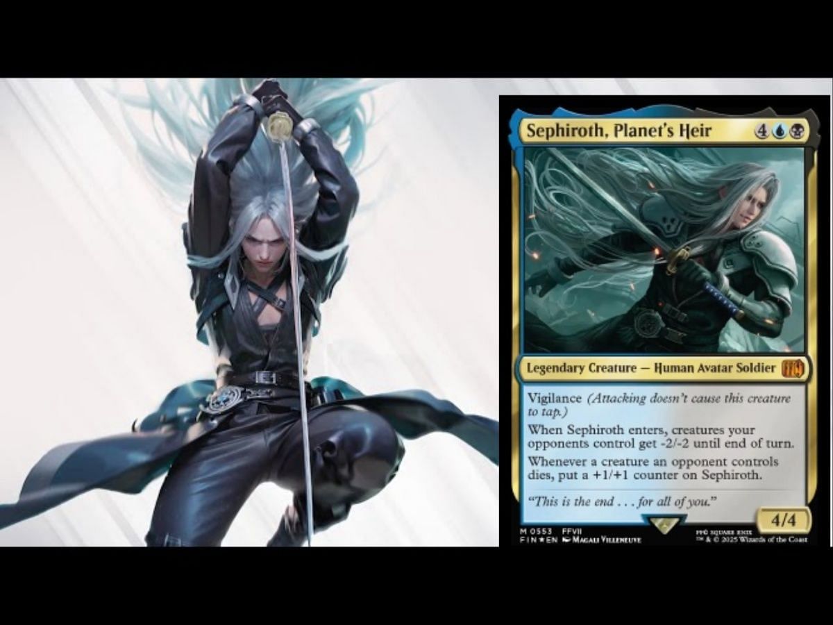 Sephiroth could easily sweep all your opponents creatures off the board &mdash; and make himself much stronger (Image via Wizards of the Coast)