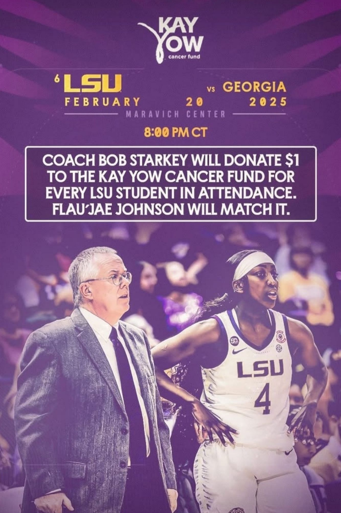 Flau&rsquo;jae Johnson set to join LSU coach Bob Starkey in special philanthropist gesture during game vs Georgia 1