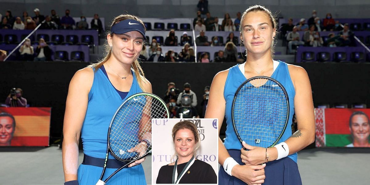 Aryna Sabalenka with Paula Badosa &amp; Kim Clijsters (inset) [Image Source: Getty Images]