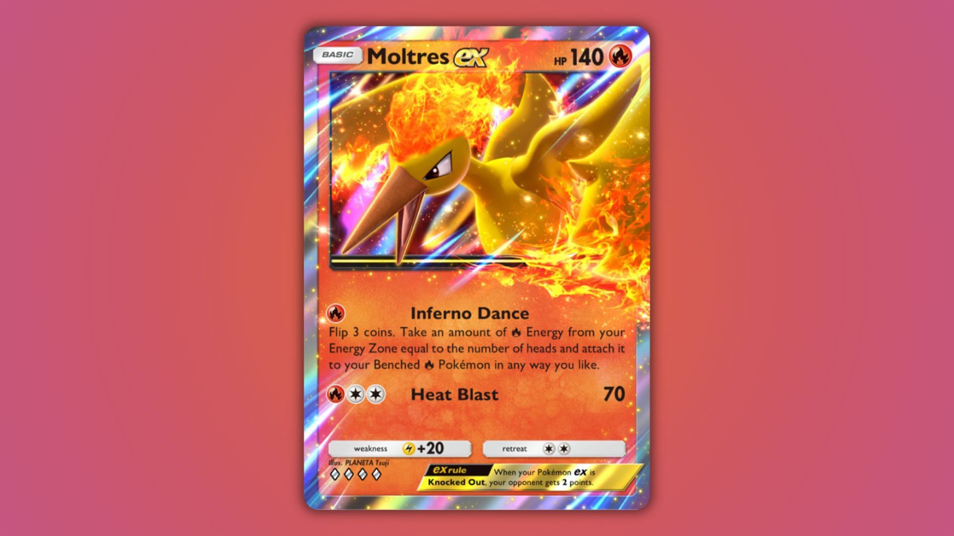 Moltres ex&#039;s card as seen in the game (Image via The Pokemon Company)