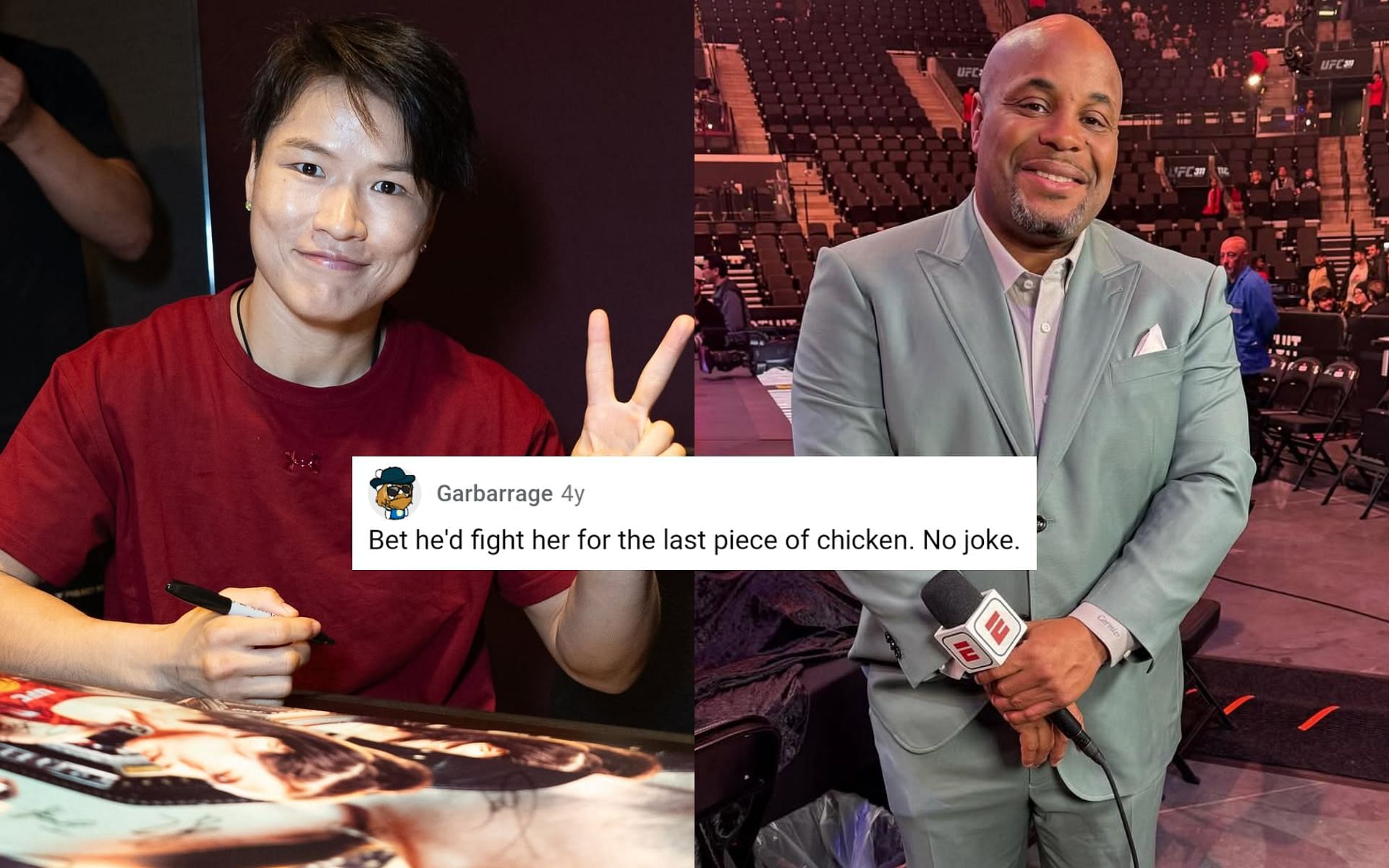 Throwback when fans reacted to  Zhang Weili (left) hilariously calling out Daniel Cormier (right). [Images courtesy: @ufc and @dc_mma on Instagram]